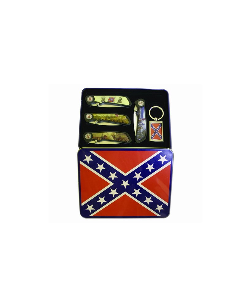 4 Piece Confederate Flag Tin w/keychain