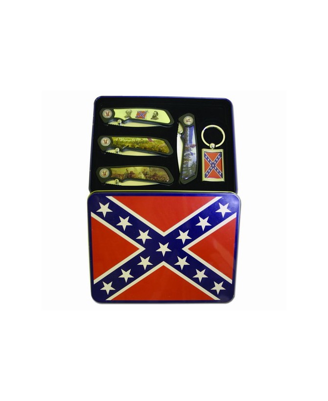 4 Piece Confederate Flag Tin w/keychain