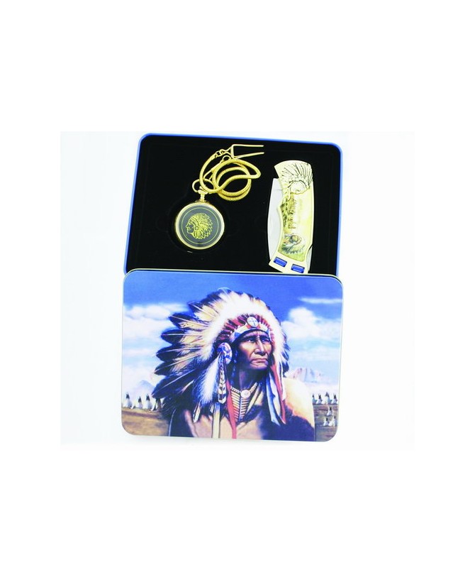 Crying Indian Pocket Knife w/Watch