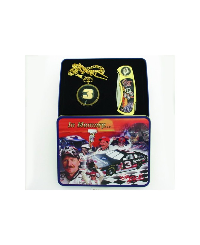 Racing Tin Box Knife w/Pocket Watch