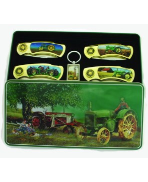 4 Piece Tractor Tin Box w/Keychain