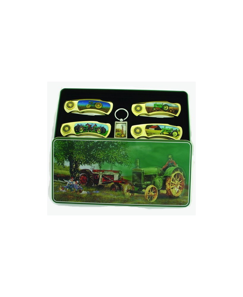 4 Piece Tractor Tin Box w/Keychain