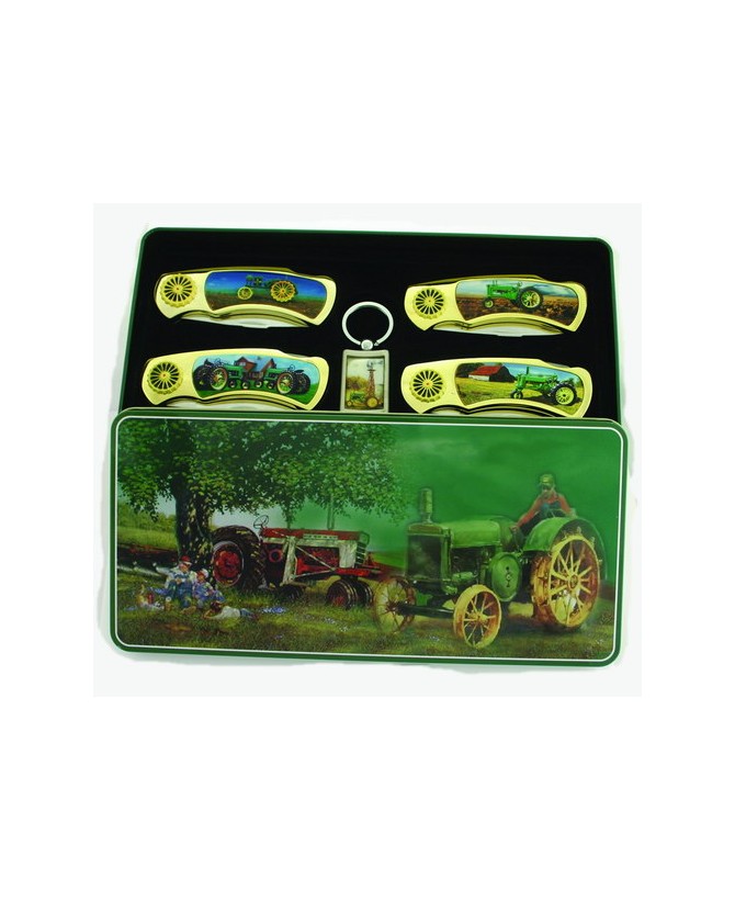4 Piece Tractor Tin Box w/Keychain