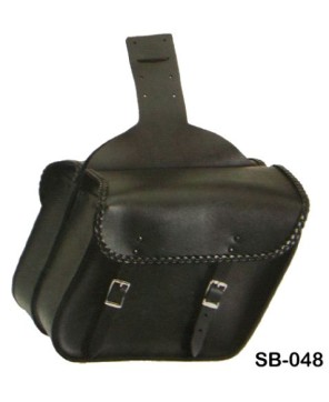 BLACK BRAIDED MOTORCYCLE SADDLEBAG