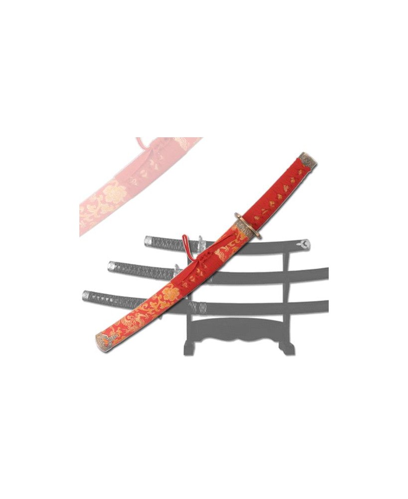 3 -PC RED KATANA SWORD SET WITH STAND