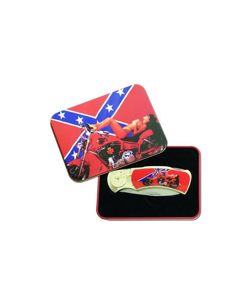 Confederate Biker Girl Box Knife