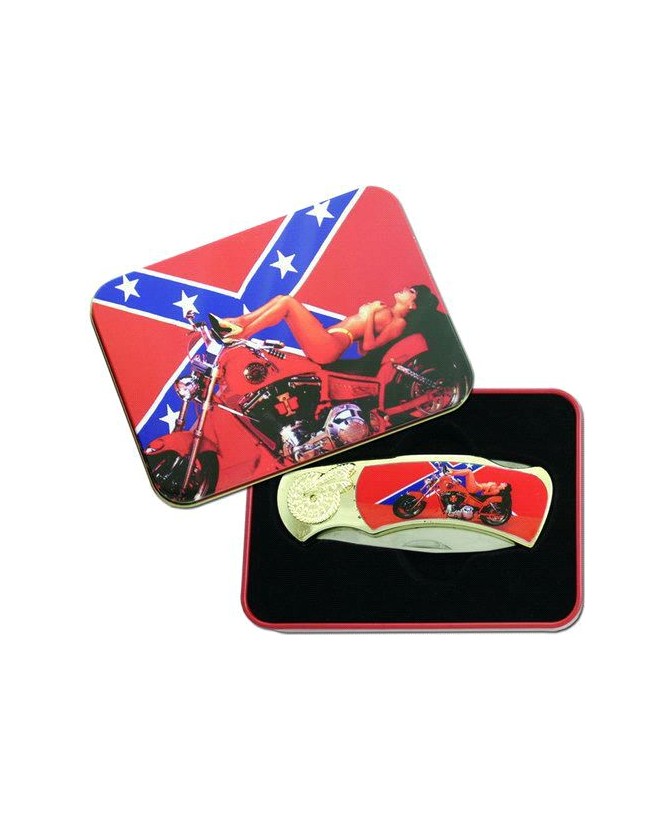 Confederate Biker Girl Box Knife
