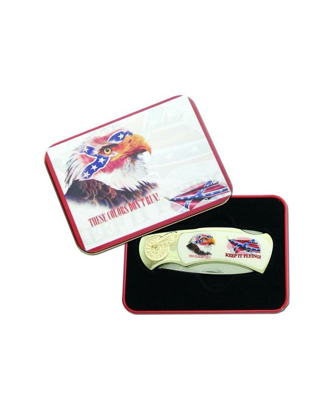 Proud Confederate Eagle-Themed Box Knife - A Symbol of Heritage