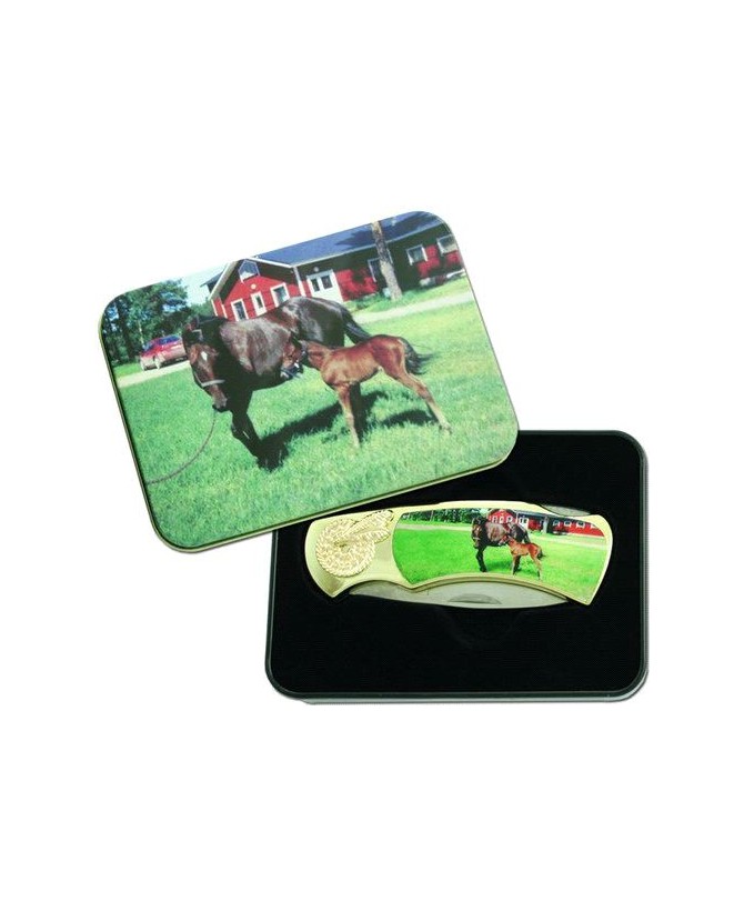 Mother and Daughter Horse-Themed Box Knife - A Heartfelt Tribute