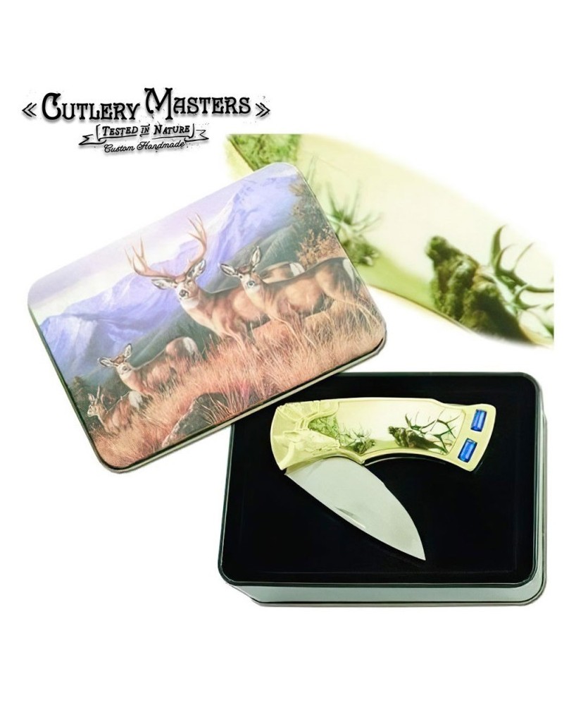 Buck Call Deer Tin Box Knife - Classic & Functional