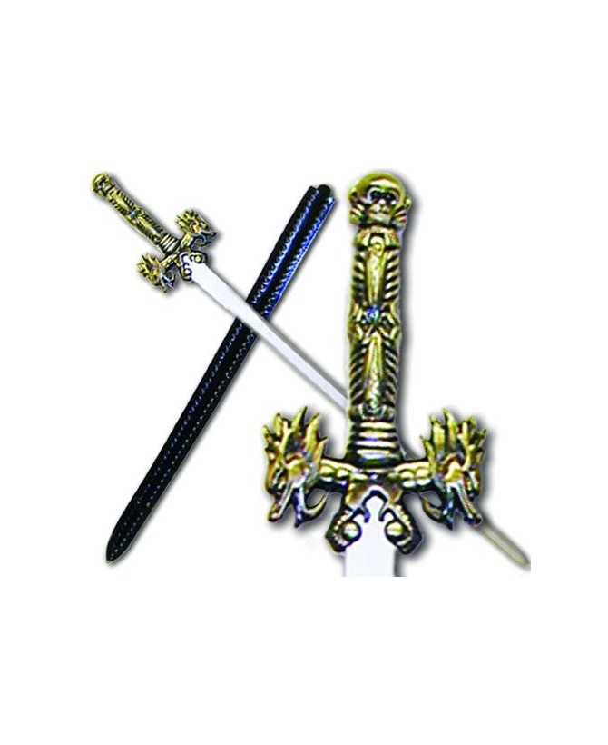 Buddhist Dragon Stainless Steel Medieval Sword with Leather Scabbard