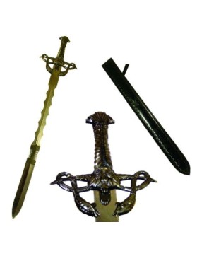 Double Serpent Master Stainless Steel Sword with Leather Scabbard