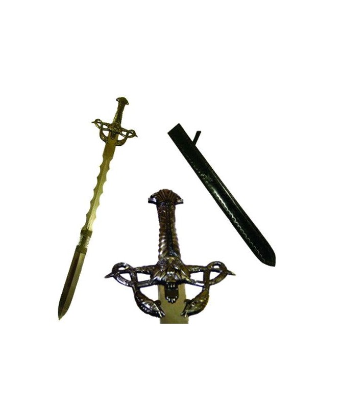 Double Serpent Master Stainless Steel Sword with Leather Scabbard