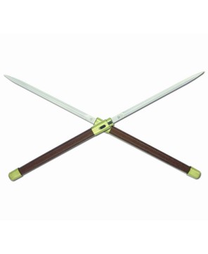 Twin Blade Sword-Gold: Stainless Steel Blades