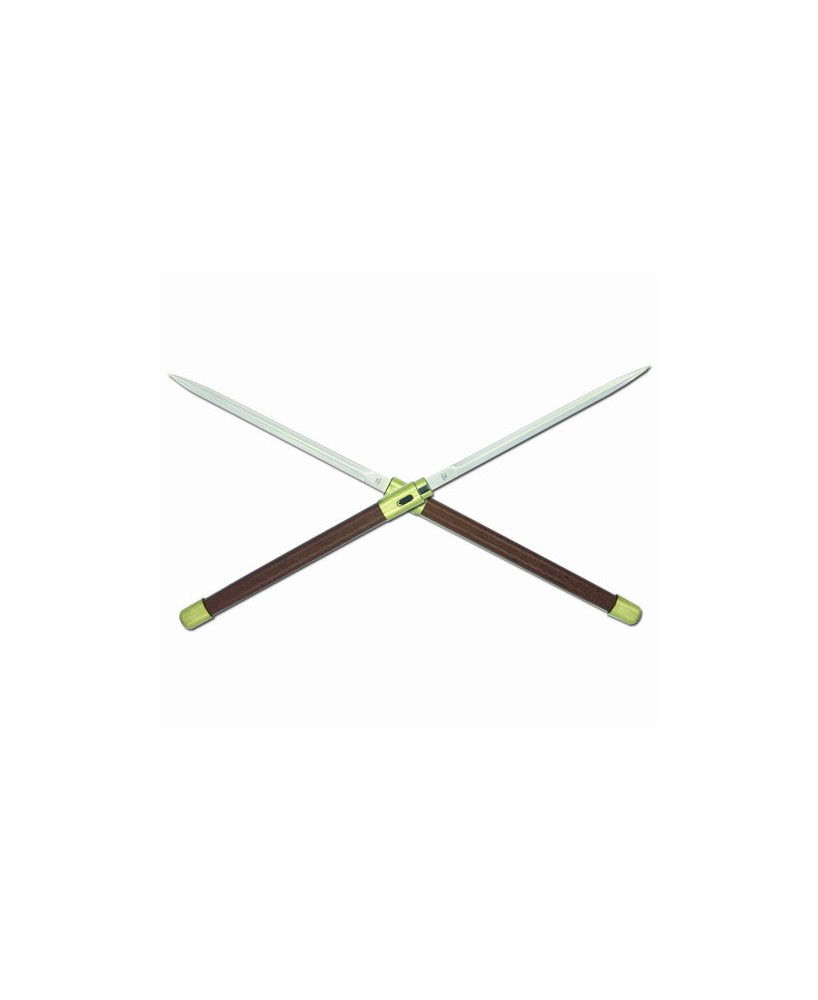 Twin Blade Sword-Gold: Stainless Steel Blades