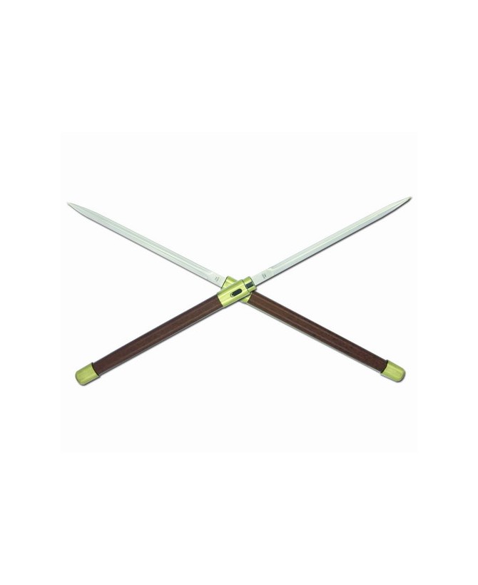 Twin Blade Sword-Gold: Stainless Steel Blades