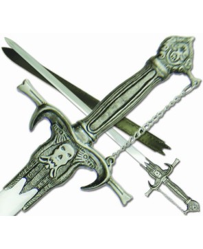 Skull & Bones Short Sword w/Scabbard