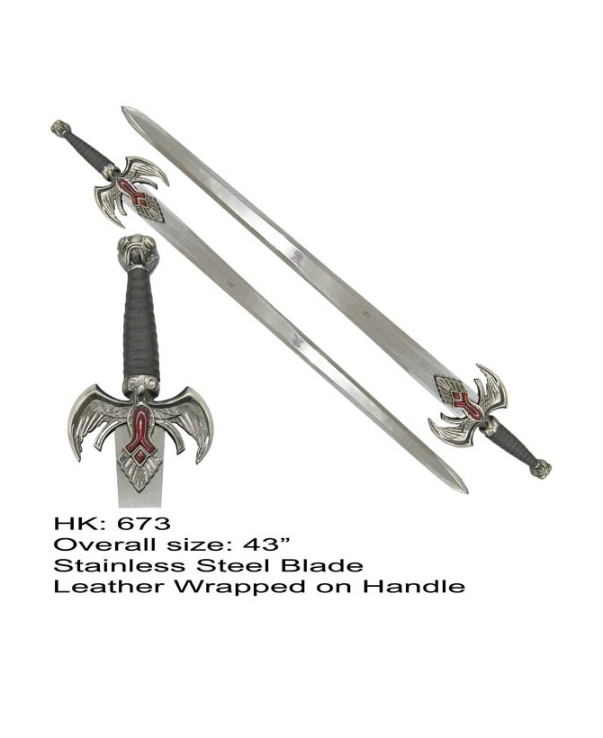 Blood Filled Bat Winged Sword w/Scabbard