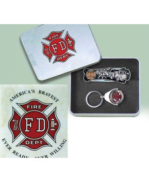 FIRE DEPT BOX KNIEF W/ KEYCHAIN