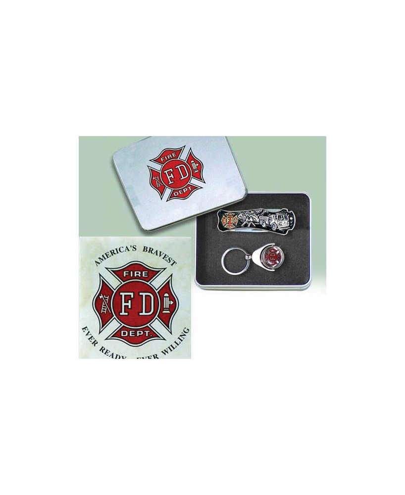 FIRE DEPT BOX KNIEF W/ KEYCHAIN