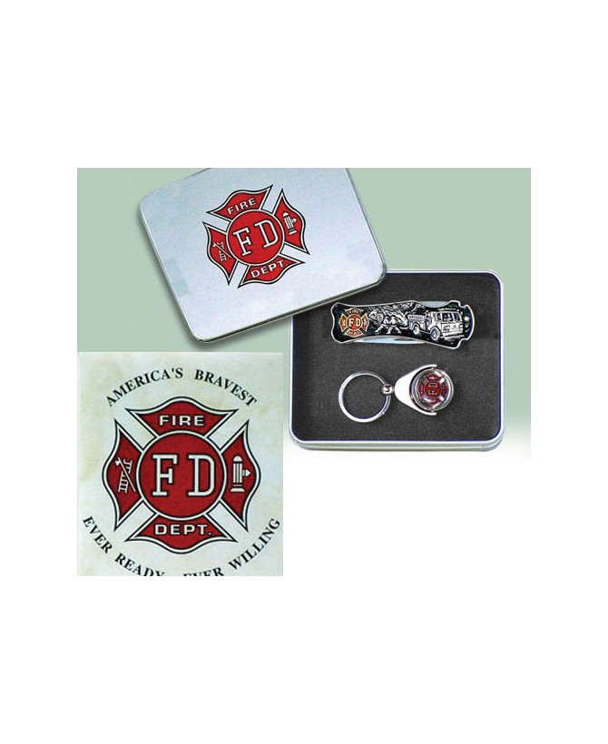FIRE DEPT BOX KNIEF W/ KEYCHAIN