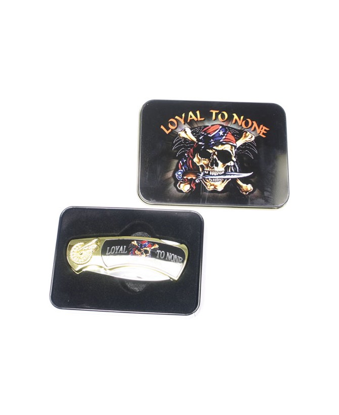 LOYAL TO NONE SKULL BOX KNIFE