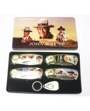 4 Piece John Wayne Knife Set w/Keychain