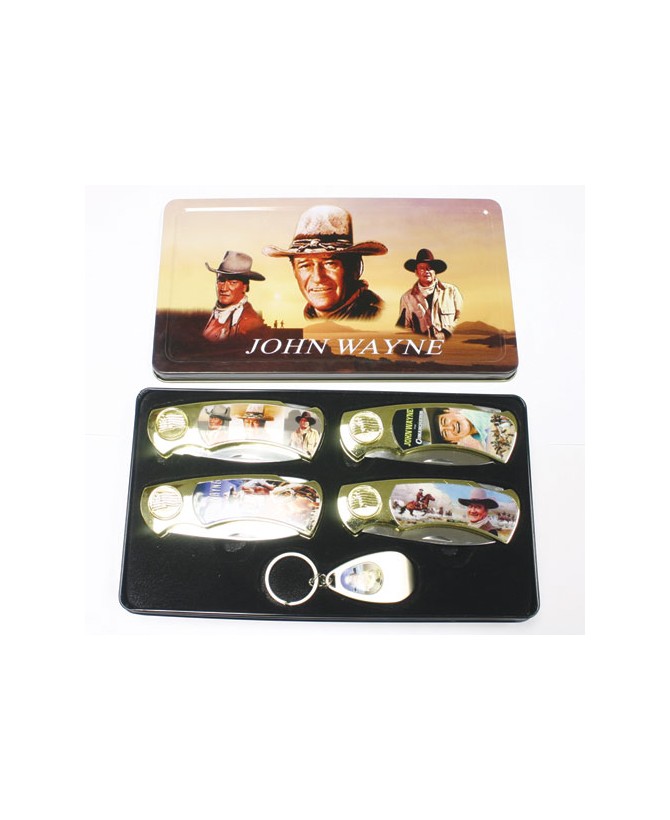 4 Piece John Wayne Knife Set w/Keychain