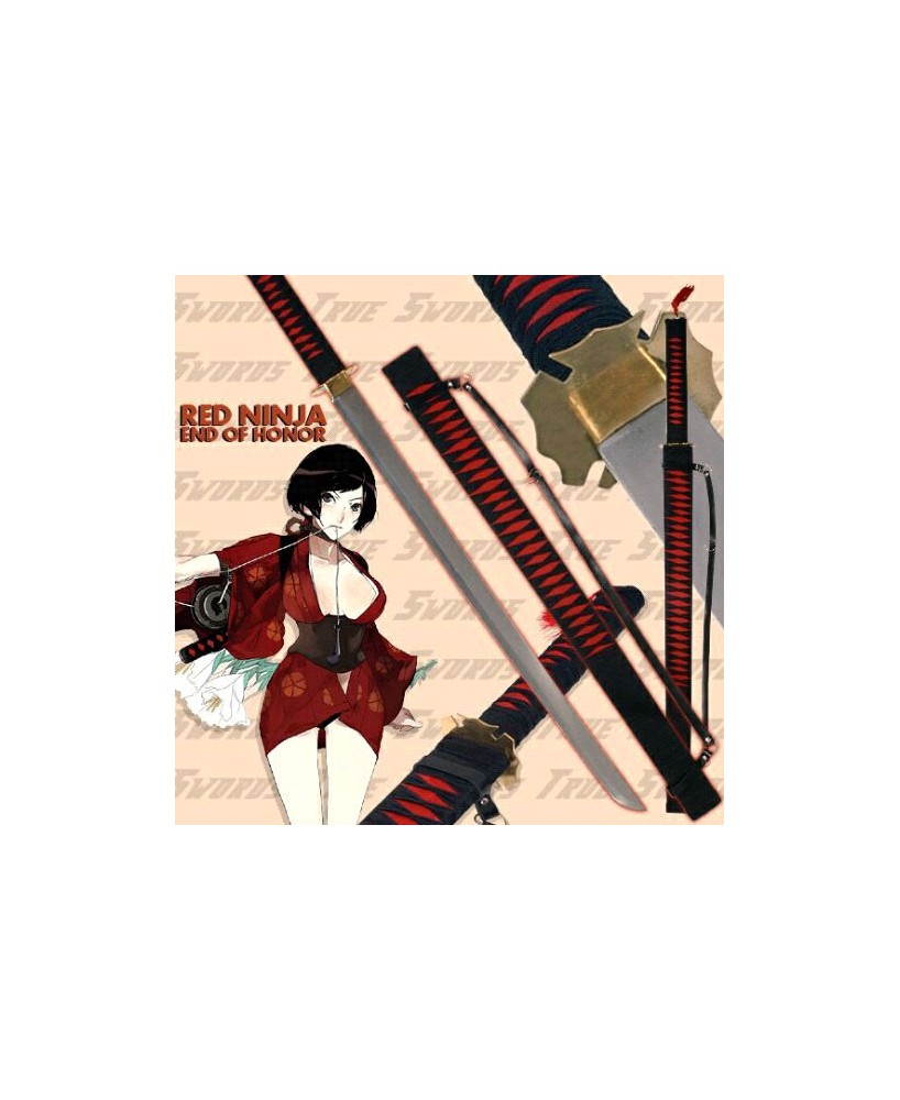 Red Black Ninja Sword w/ Scabbard