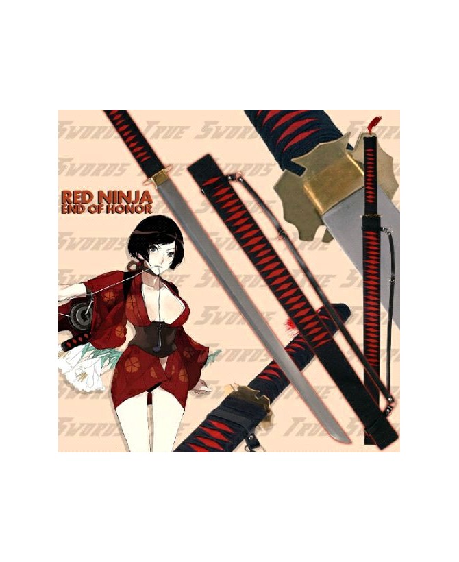 Red Black Ninja Sword w/ Scabbard