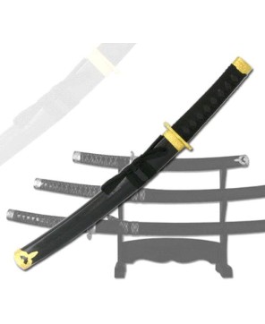 3-PC BLACK KATANA SWORD SET WITH STAND