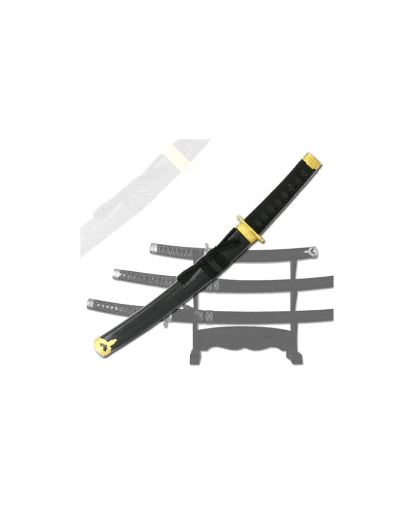 3-PC BLACK KATANA SWORD SET WITH STAND