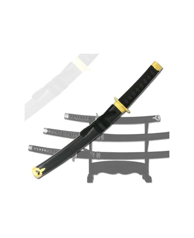 3-PC BLACK KATANA SWORD SET WITH STAND