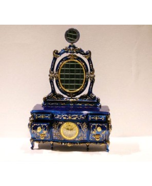 Blue Jewelry Box with Mirror & Beethoven Melody - Elegant Design