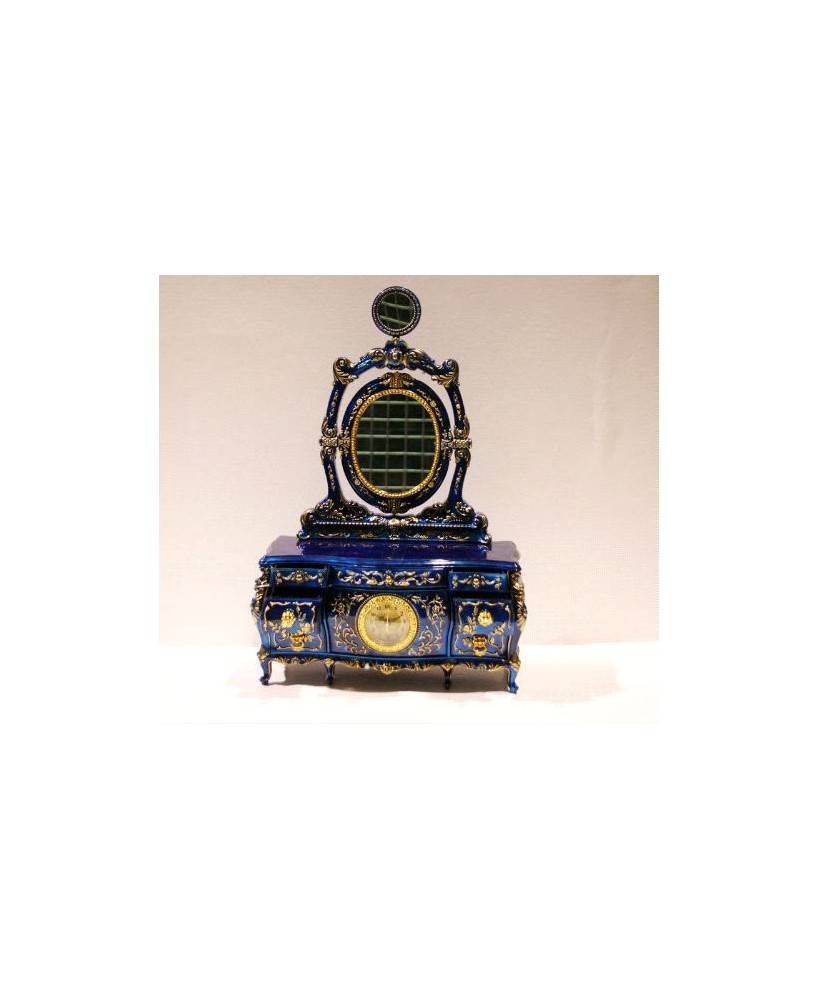 Blue Jewelry Box with Mirror & Beethoven Melody - Elegant Design