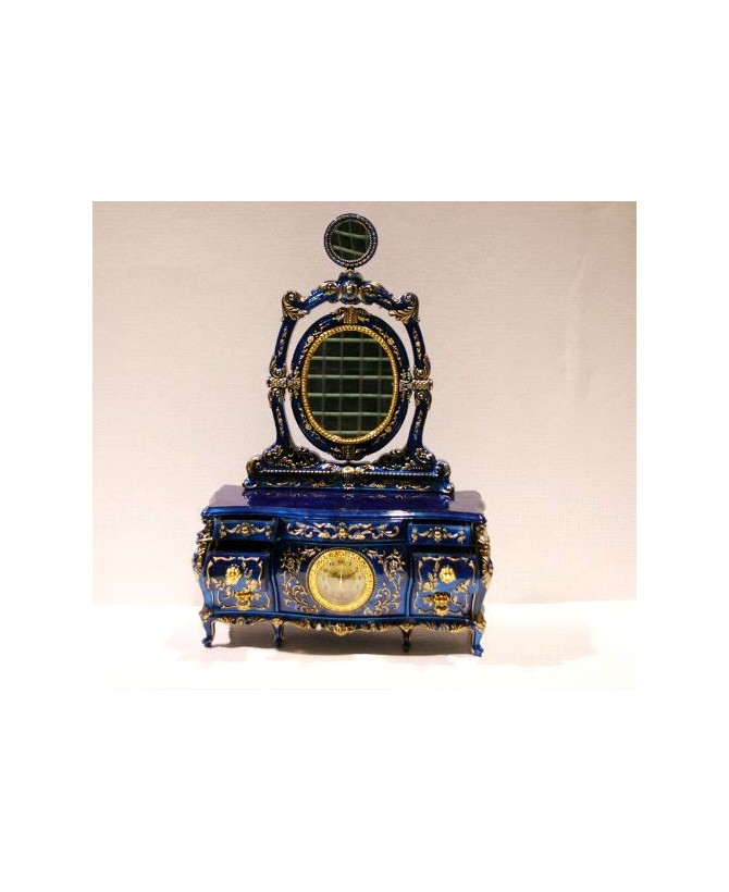 Blue Jewelry Box with Mirror & Beethoven Melody - Elegant Design