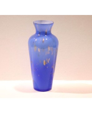 Blue Marbleized Glass Vase - Elegant 16-Inch Tall Decor