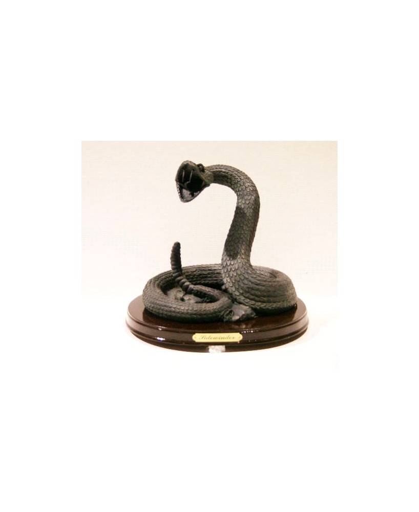 Rattlesnake Figurine with Solid Wood Stand - 12 Inch Decor Piece