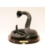 Rattlesnake Figurine with Solid Wood Stand - 12 Inch Decor Piece