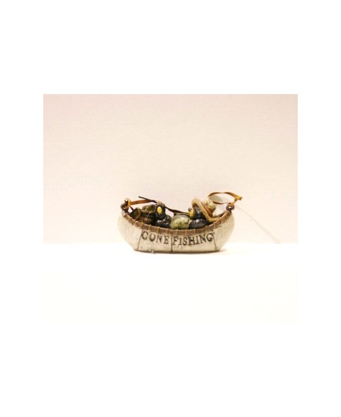 Gone Fishin' Bear Figurine - Rustic Fishing Bear Statue
