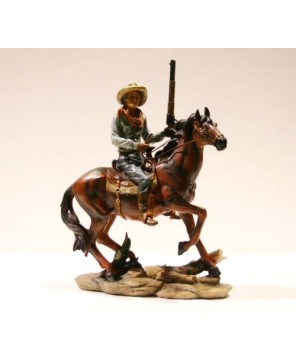 Horseback Rider Cowboy Figurine - 12-Inch Western Sculpture