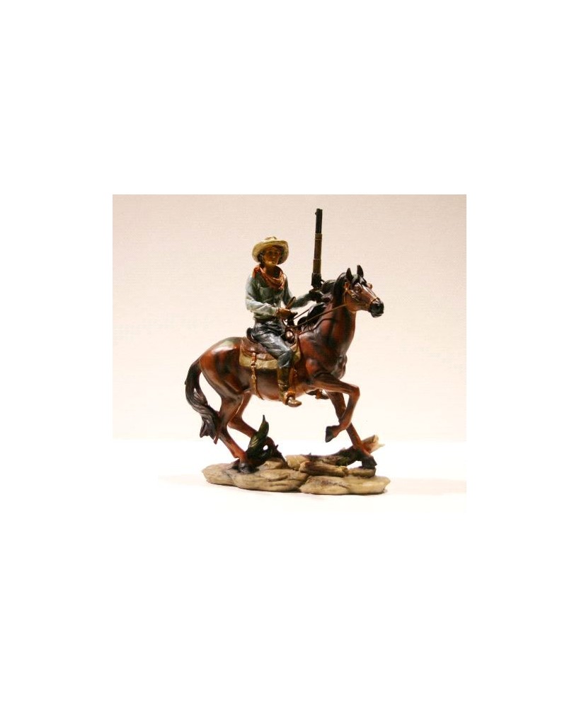 Horseback Rider Cowboy Figurine - 12-Inch Western Sculpture