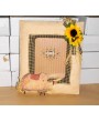 Rustic Country Photo Frame with Pig, Sunflower, and Flannel Bow