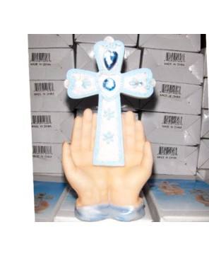 Ceramic Cross and Hands Decorative Piece - Spiritual Sculpture