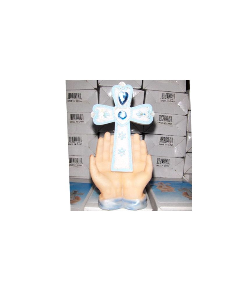 Ceramic Cross and Hands Decorative Piece - Spiritual Sculpture