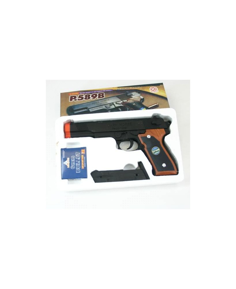 Air Sport Spring Pistol P589B with Gunsight, Grip Handle & 13 Rounds