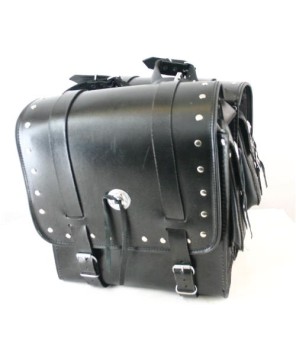 Studded Classic Black Motorcycle Saddlebag