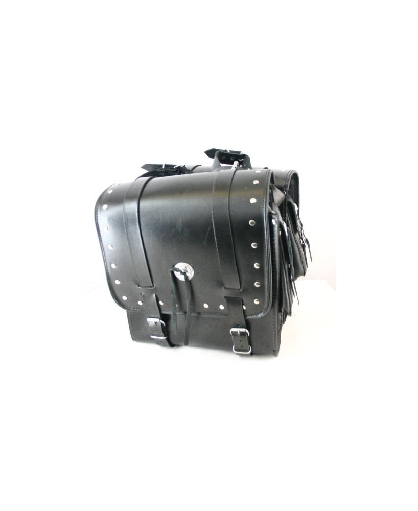 Studded Classic Black Motorcycle Saddlebag