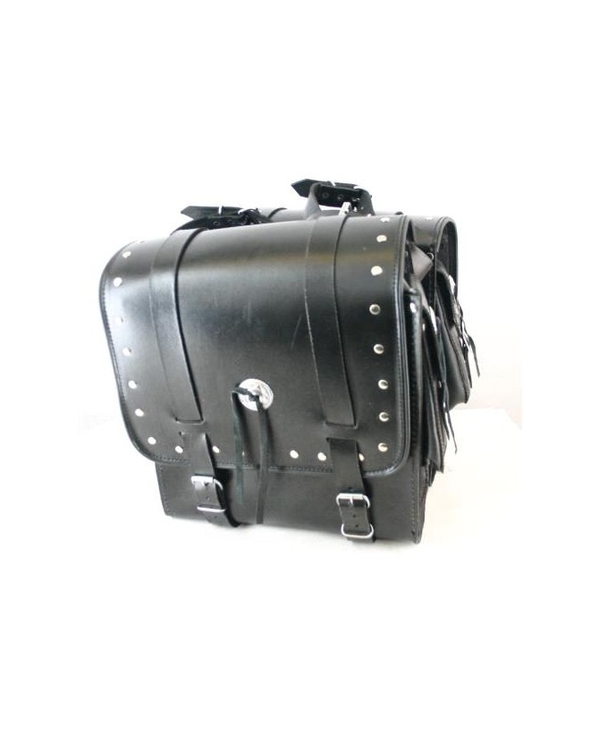 Studded Classic Black Motorcycle Saddlebag