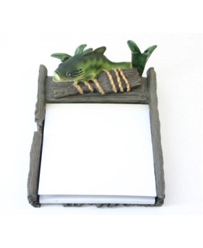 Bass Notepad with Fish on Driftwood Base - Decorative Desk Accessory